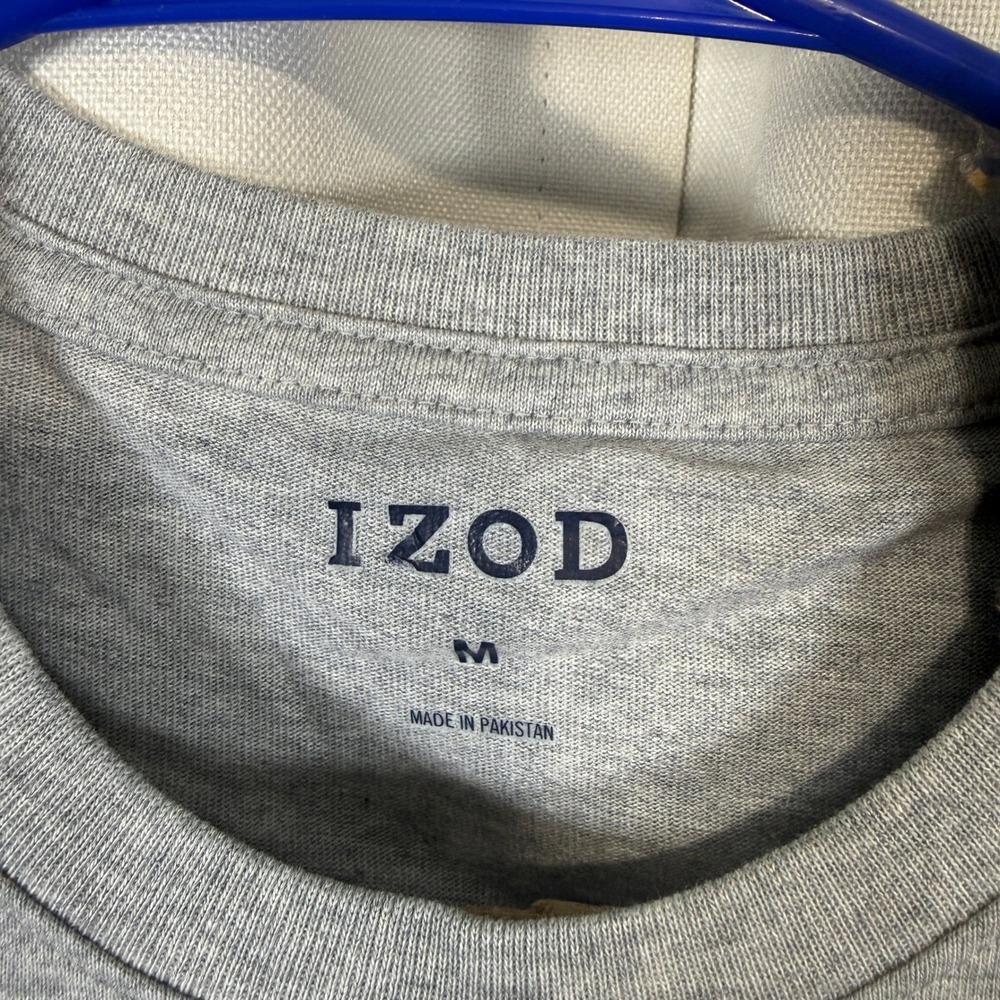 IZOD Saltwater Men Sz Medium Short Sleeve Cotton Blend Graphic T-Shirt Gray - Picture 3 of 5